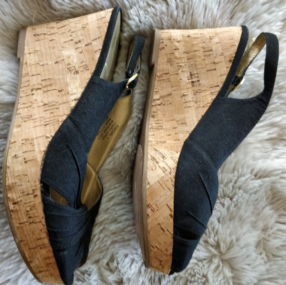 Nine West peep toe wedges